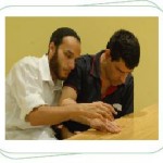 Staff working with a client