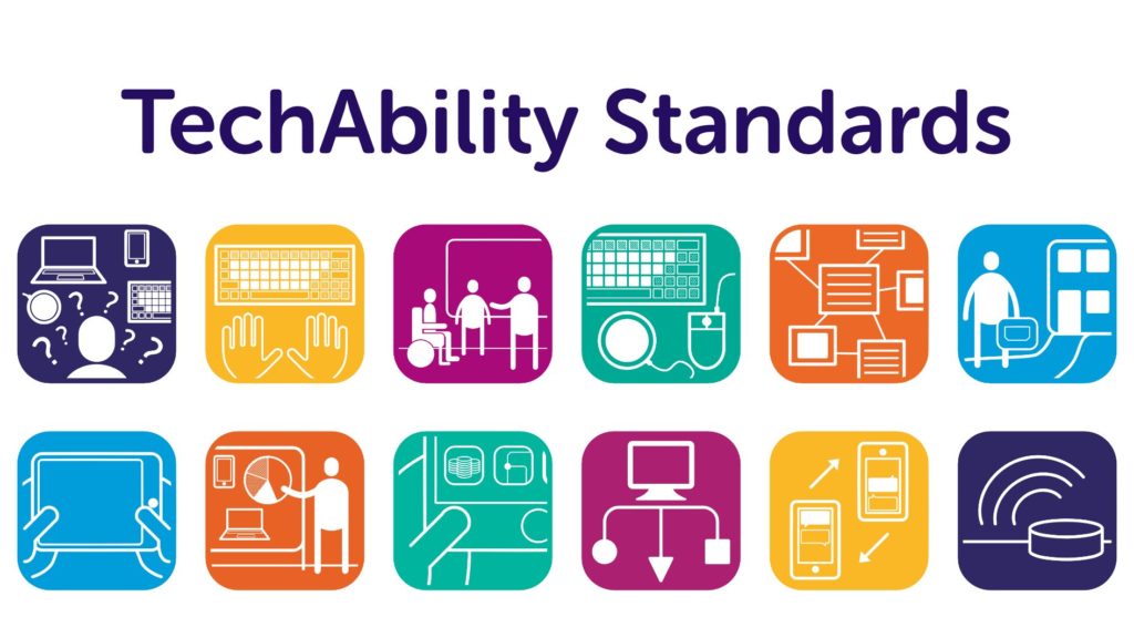 Various colourful icons representing the TechAbility Standards