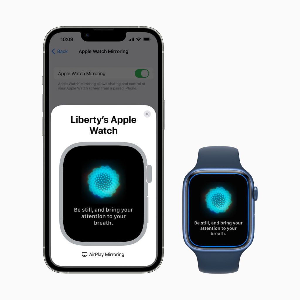 Screenshot of the mirroring of an apple watch on an iPhone