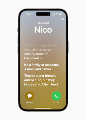 An iPhone showing a screen shot of Live VoiceMail
