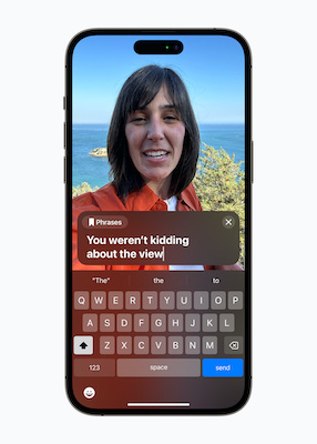 An iPhone showing the live speech ios 17 feature