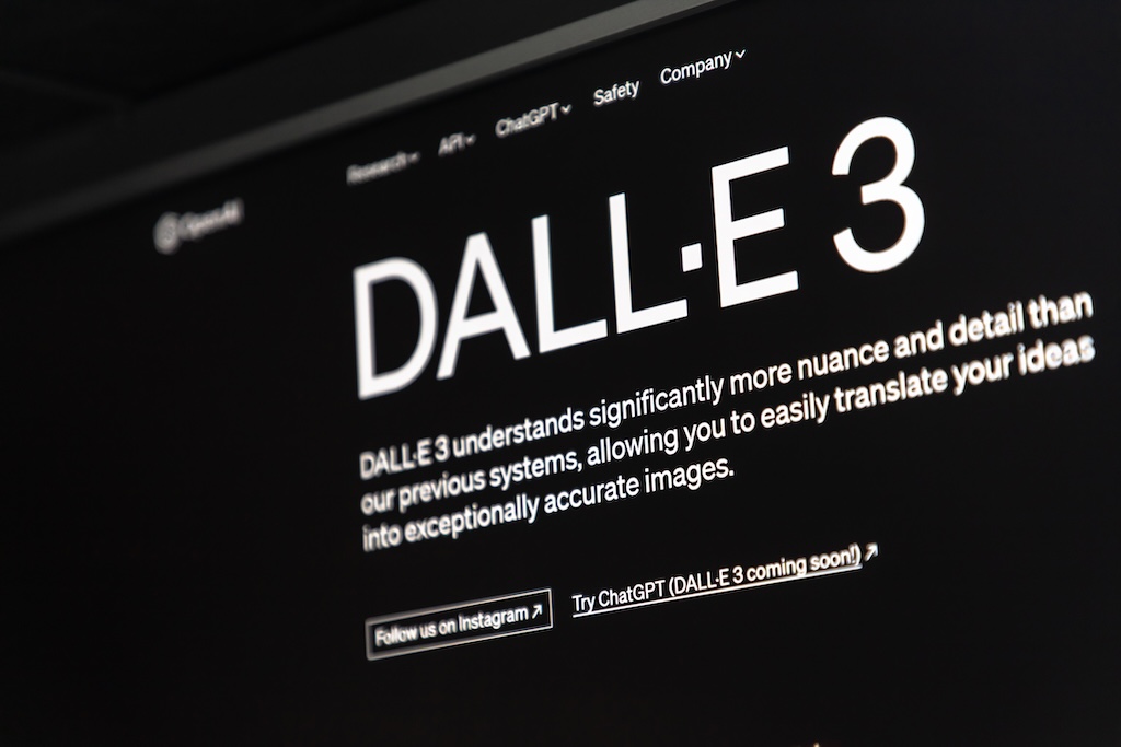 Screenshot of the DALLE 3 homepage