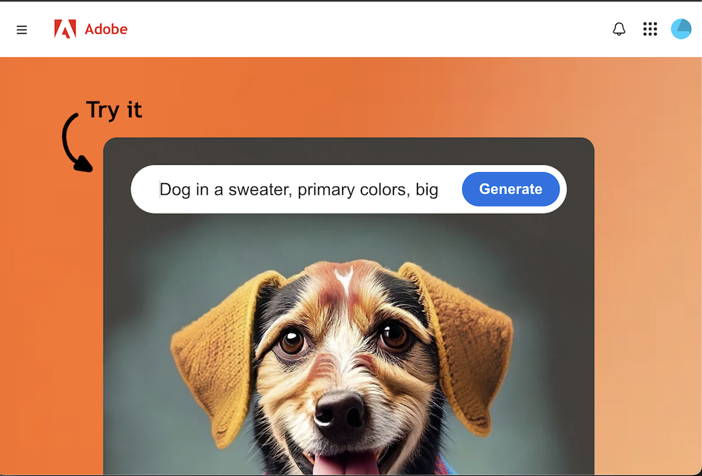 Screenshot of the Adobe Firefly Homepage